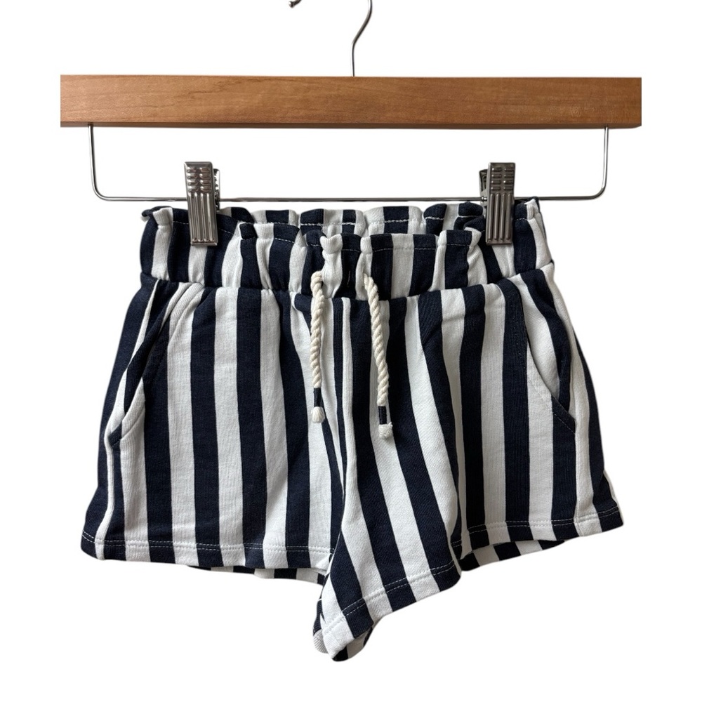 Zara Girls Navy White Striped Shorts